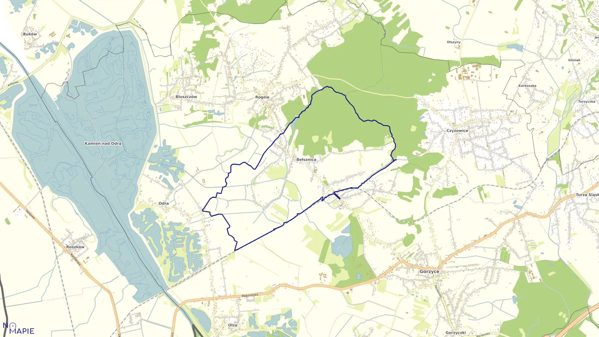 Mapa obrębu BEŁSZNICA w gminie Gorzyce