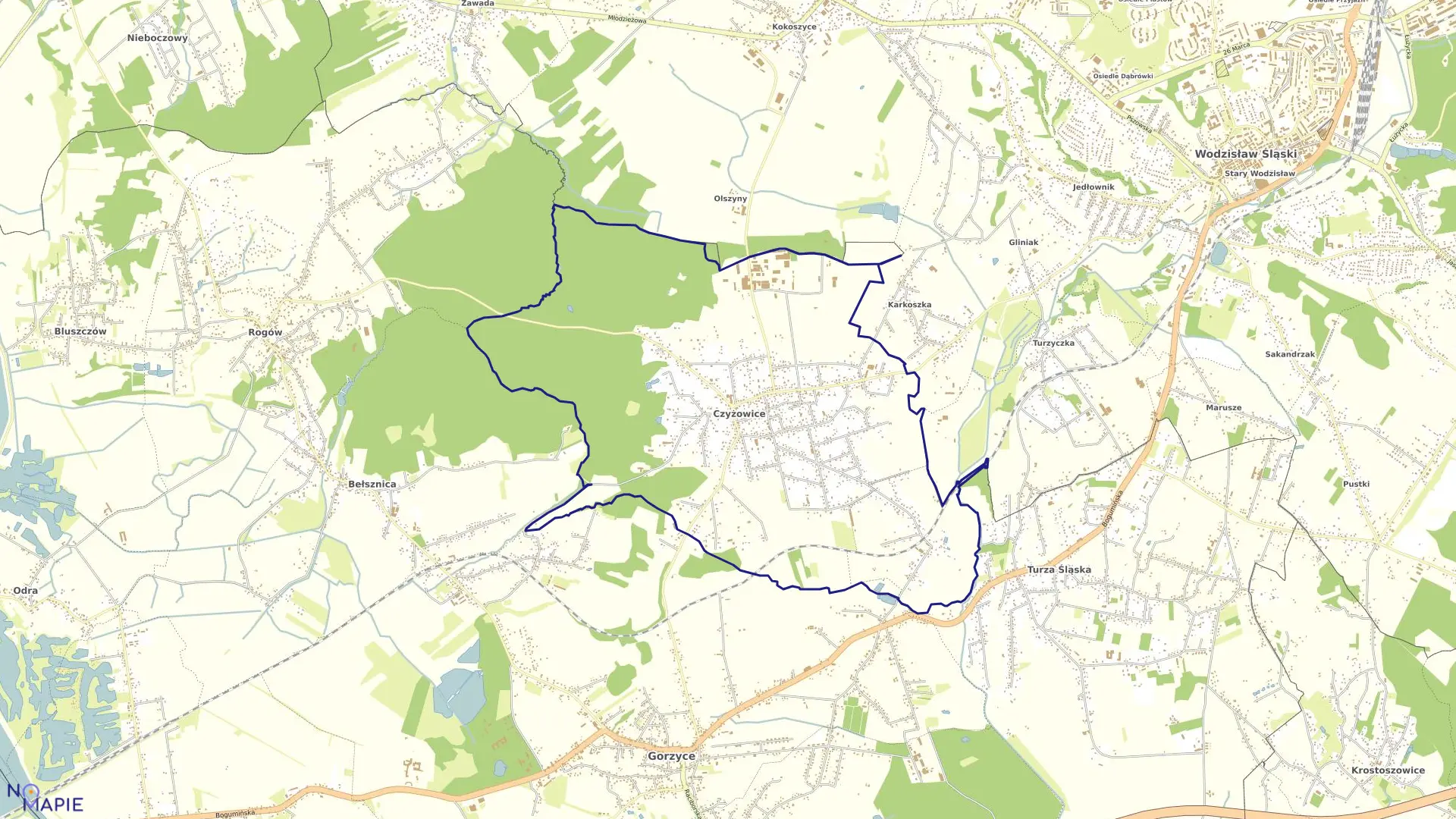 Mapa obrębu CZYŻOWICE w gminie Gorzyce