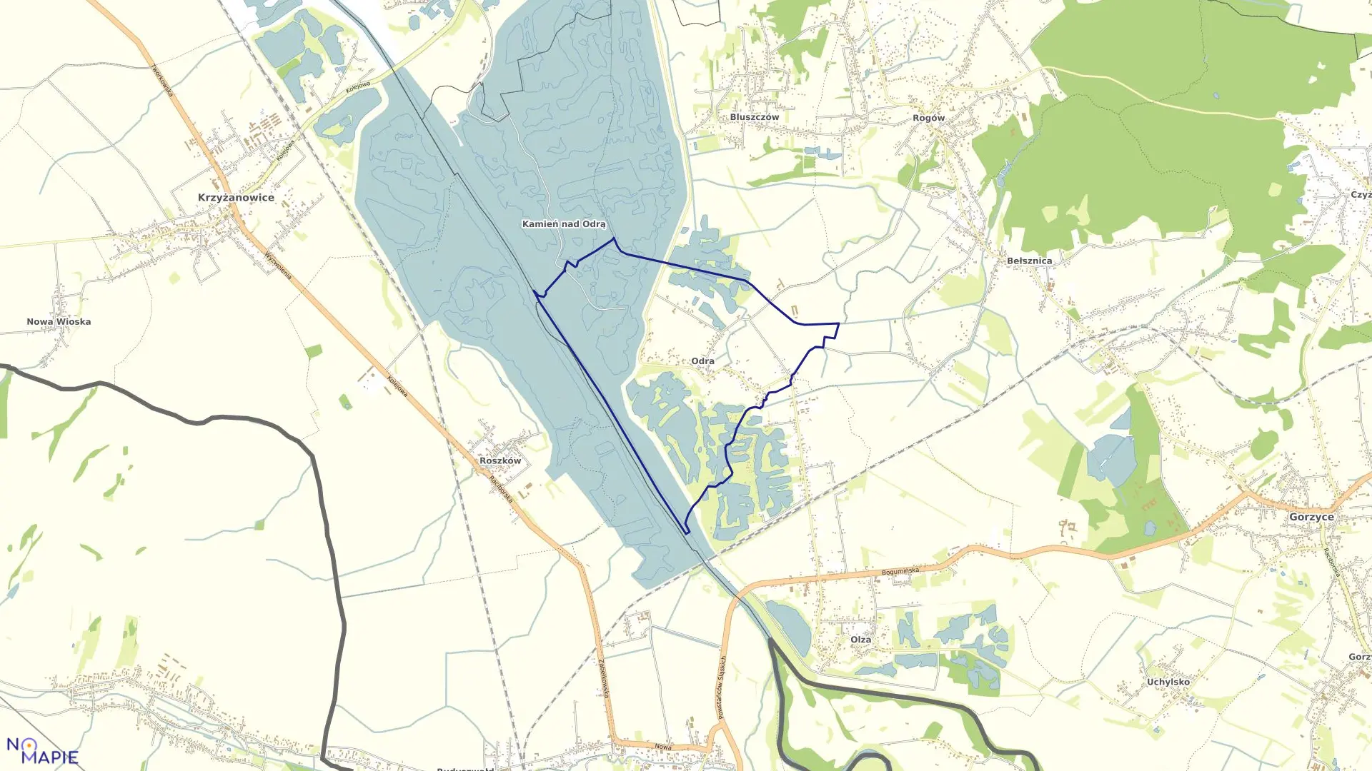 Mapa obrębu ODRA w gminie Gorzyce