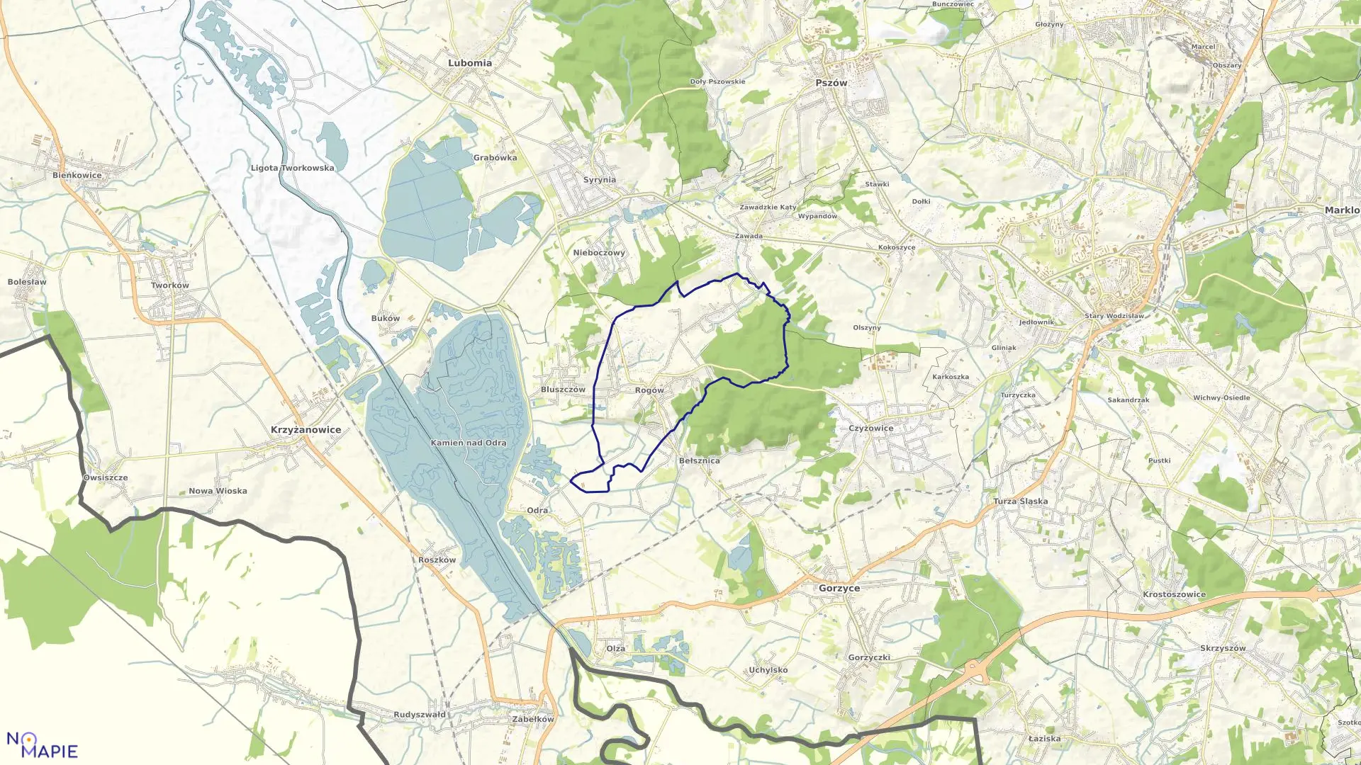 Mapa obrębu ROGÓW w gminie Gorzyce