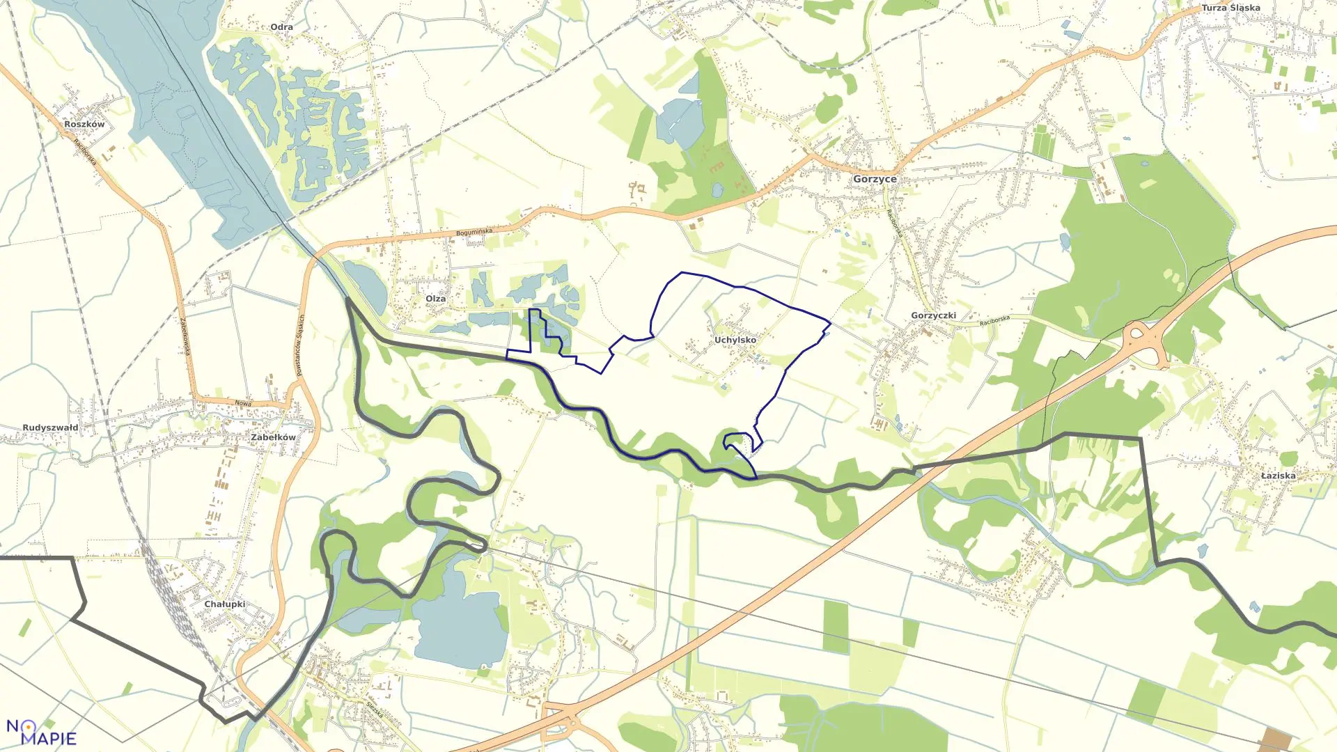 Mapa obrębu UCHYLSKO w gminie Gorzyce